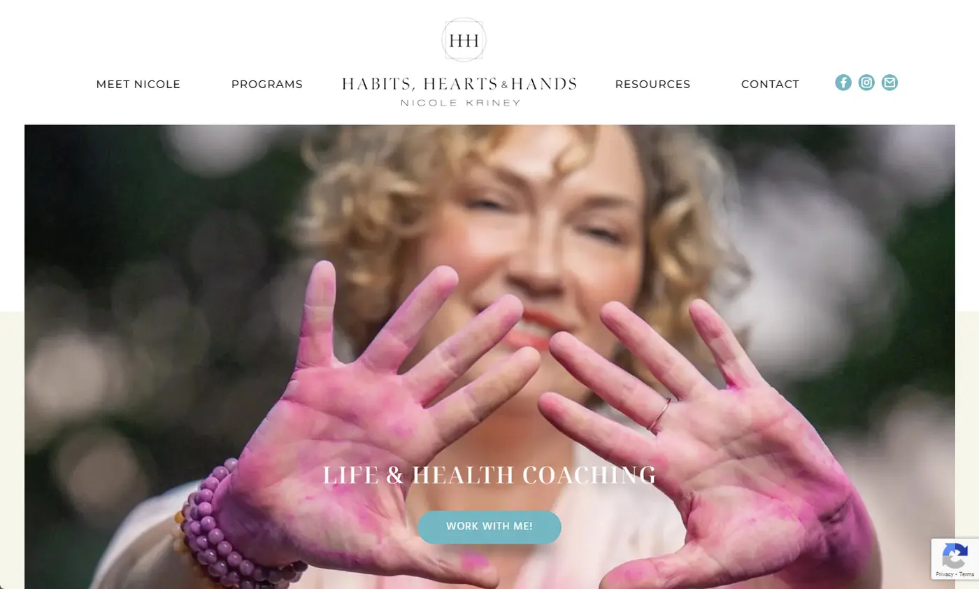 Habits, Hearts & Hands website homepage