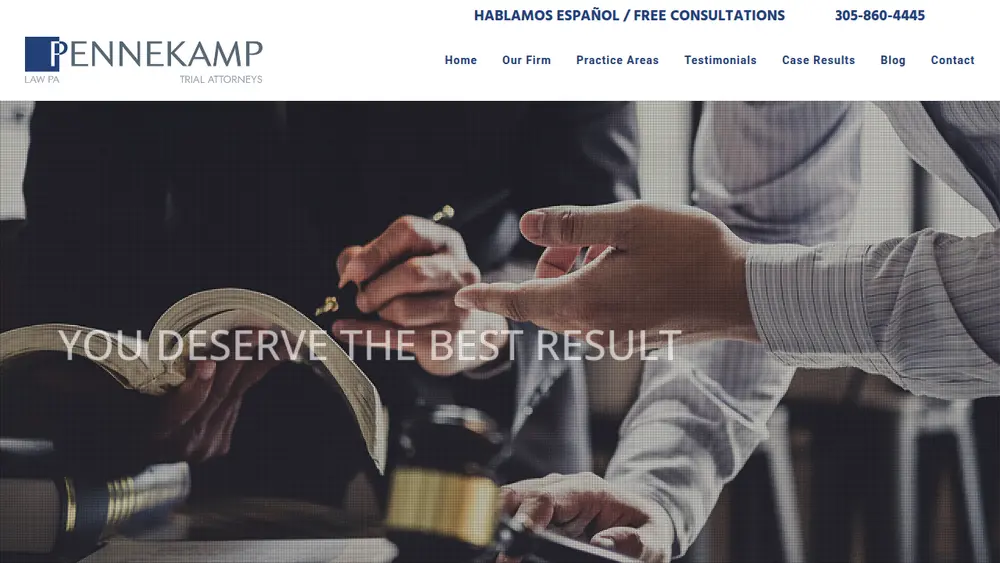Pennekamp Law, PA website homepage