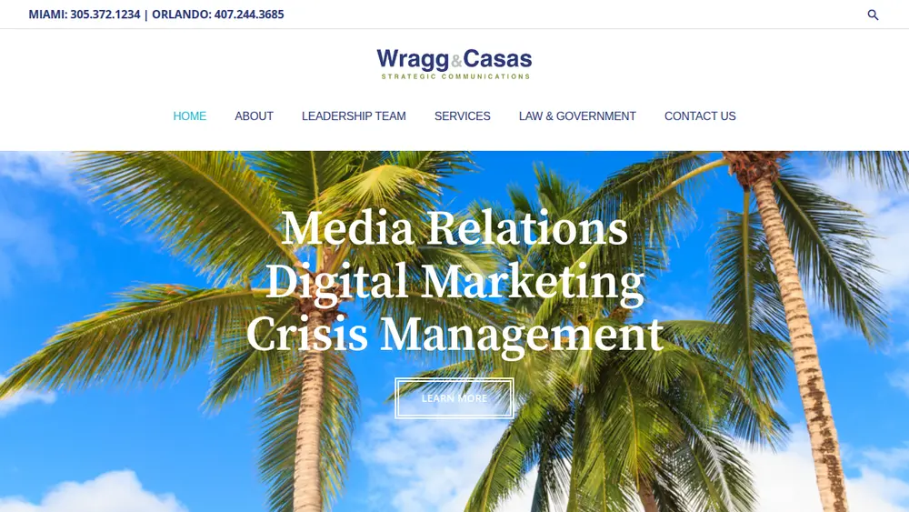 Wragg & Casas website homepage